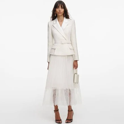 Self Portrait Boucle Chiffon Midi Dress