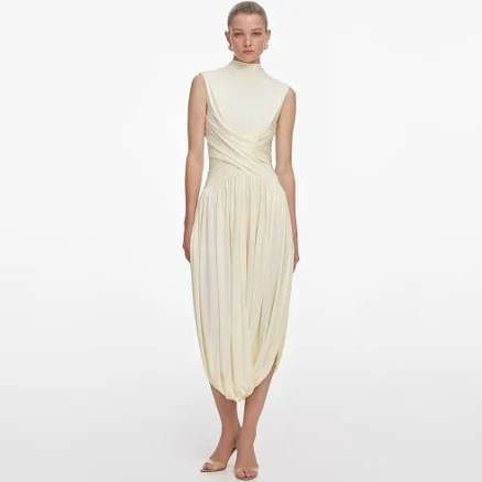 self-portrait - Yellow Jersey Wrap Midi Dress - US 14