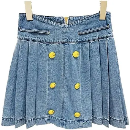 Bailey Button-Embellished Denim Miniskirt