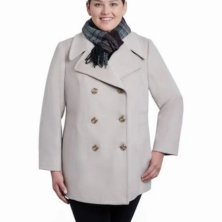 Women's TOWER by London Fog Scarf & Wool-Blend Peacoat