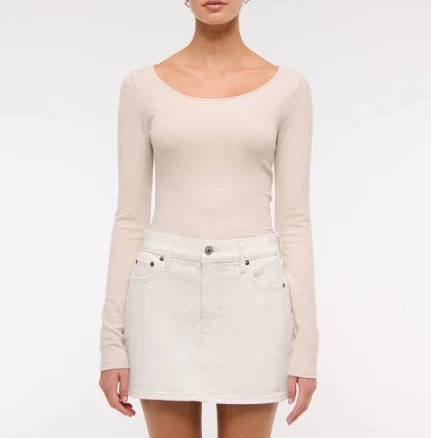 Abercrombie & Fitch Women's Mid Rise Denim Mini Skirt