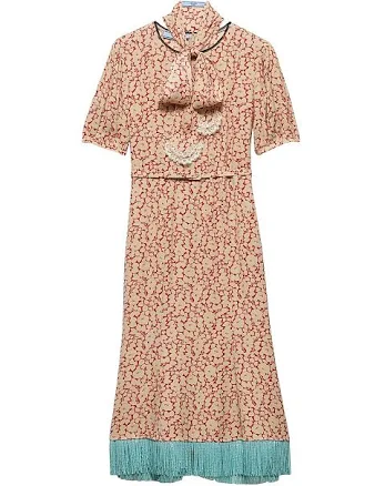 Prada Women's Embroidered Floral Print Sablé Dress
