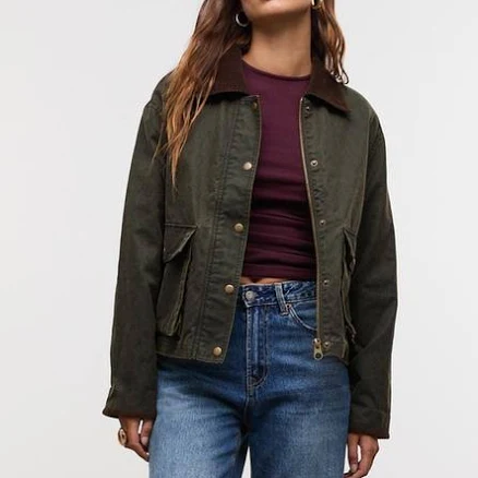 Stradivarius Contrast Waxed Parka