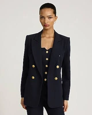 Express Women's Studio Stretch Twill Double Breasted Cropped Blazer