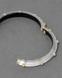 Crystal Studded Lucite Hinge Bracelet - Silver