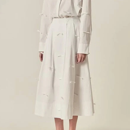 English Factory Women's Bow Detail Poplin Midi Skirt