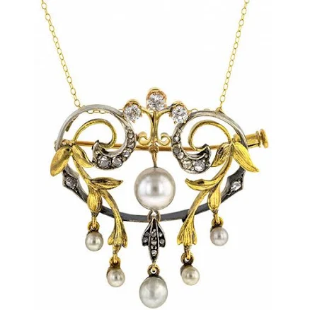 Belle Epoque Pearl and Diamond Necklace