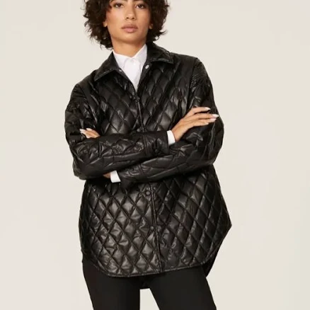 Theory Women's Quilted Faux-Leather Shirt Jacket