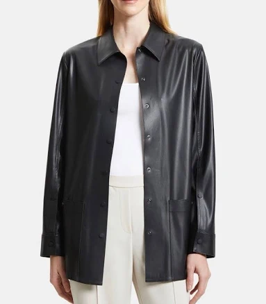 Theory Shirt Jacket In Faux Leather Size M