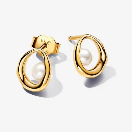 Pandora Organic Oval Freshwater Cultured Pearl Stud Earrings