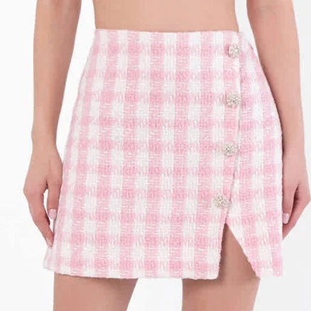 Self Portrait Women's Bouclé-Texture Embellished-Button Woven Mini Skirt