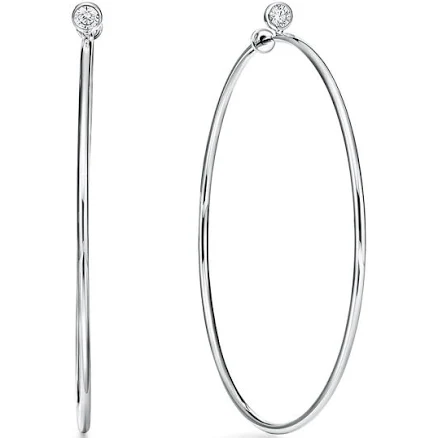 Sterling Silver Elsa Peretti Diamond Hoop Earrings