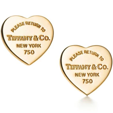 Return to Tiffany Heart Tag Stud Earrings in Yellow Gold