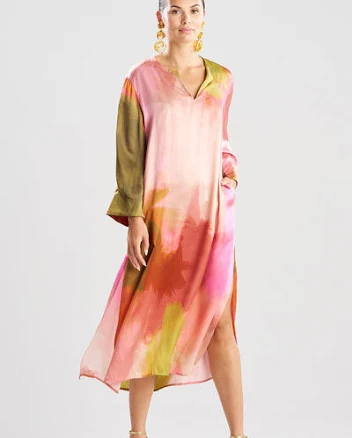 Natori Brushstroke Silk Caftan