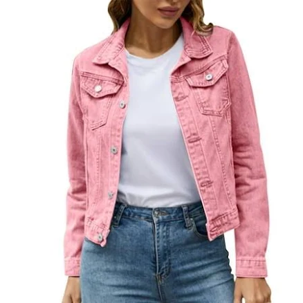 Women's Cropped Long Sleeve Denim Jacket