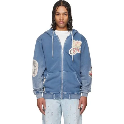 COÛT DE LA LIBERTÉ Blue Lynard California Cool Terry Graphics Zip Hoodie