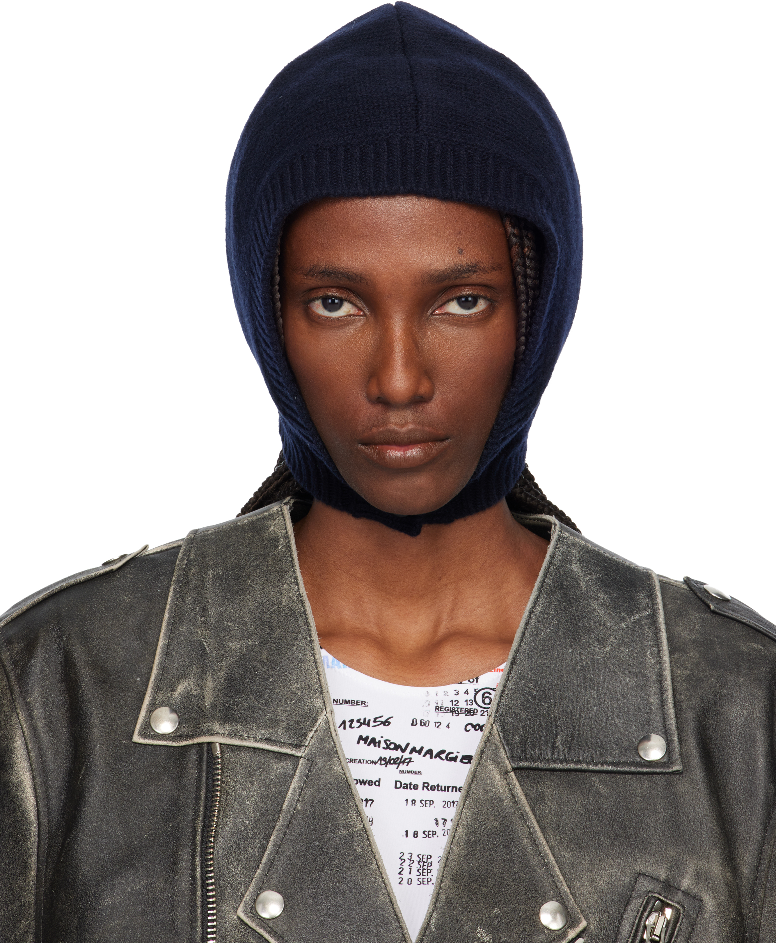 Navy Wool Knit Hood