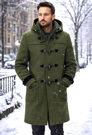 Wool Blend Hooded Duffle Coat