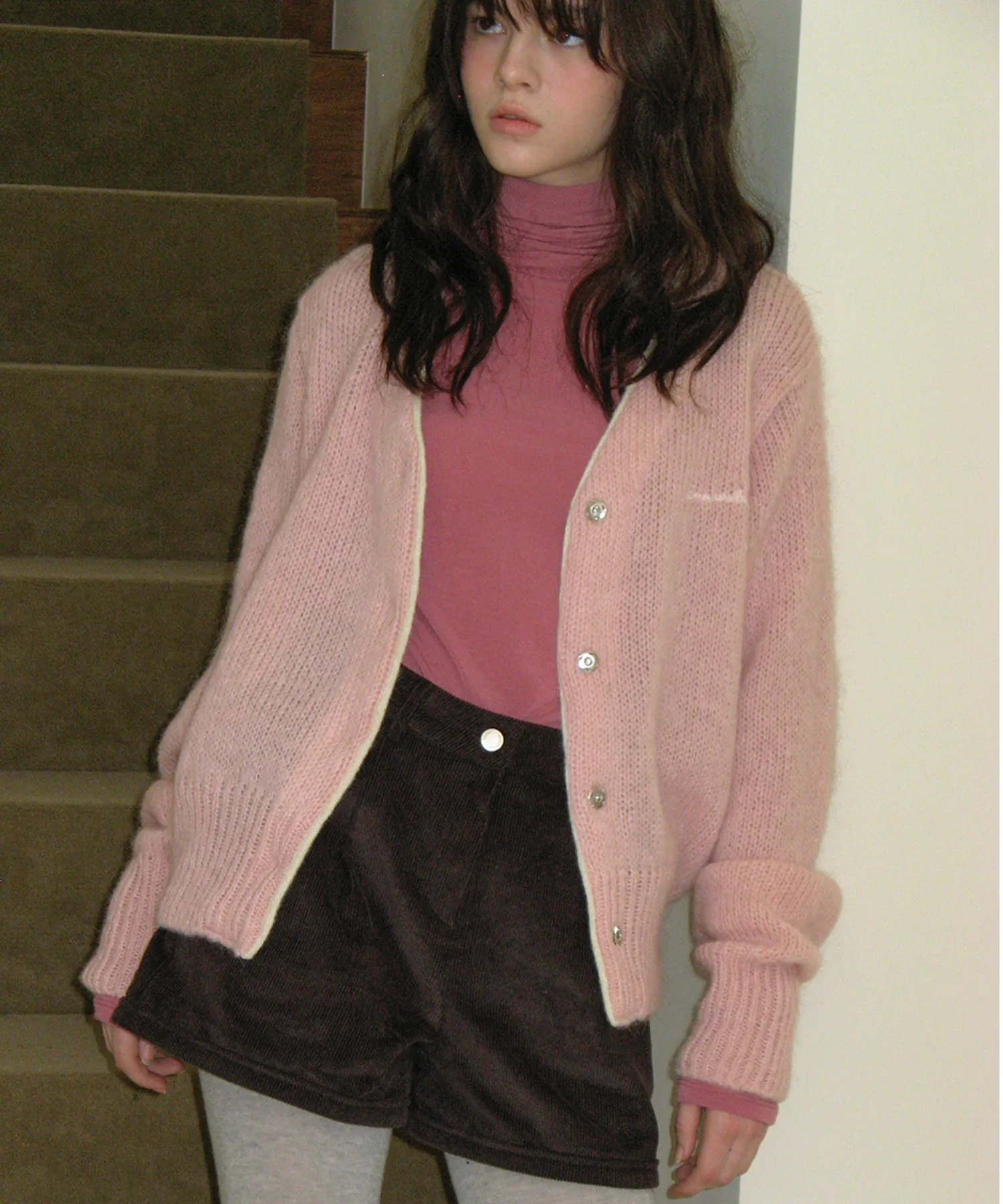 Kid mohair cardigan - light pink