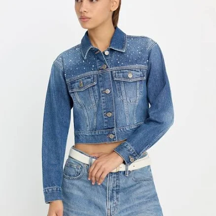 Good American Women's Essential Crop Denim Jacket