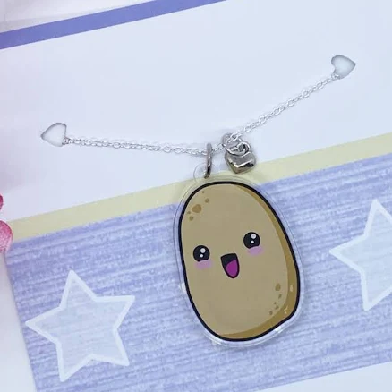 Kawaii Potato Heart Charm Necklace
