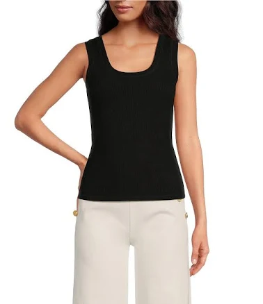 A Loves A Ribbed Knit Sleeveless Scoop Neck Tank