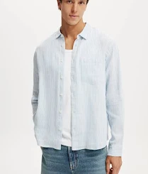 Cotton On Men's Relaxed Linen Long Sleeve Shirt