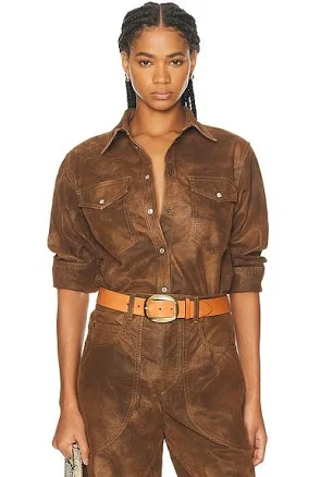Isabel Marant Etoile Karima Button Up Top in Brown - size 42