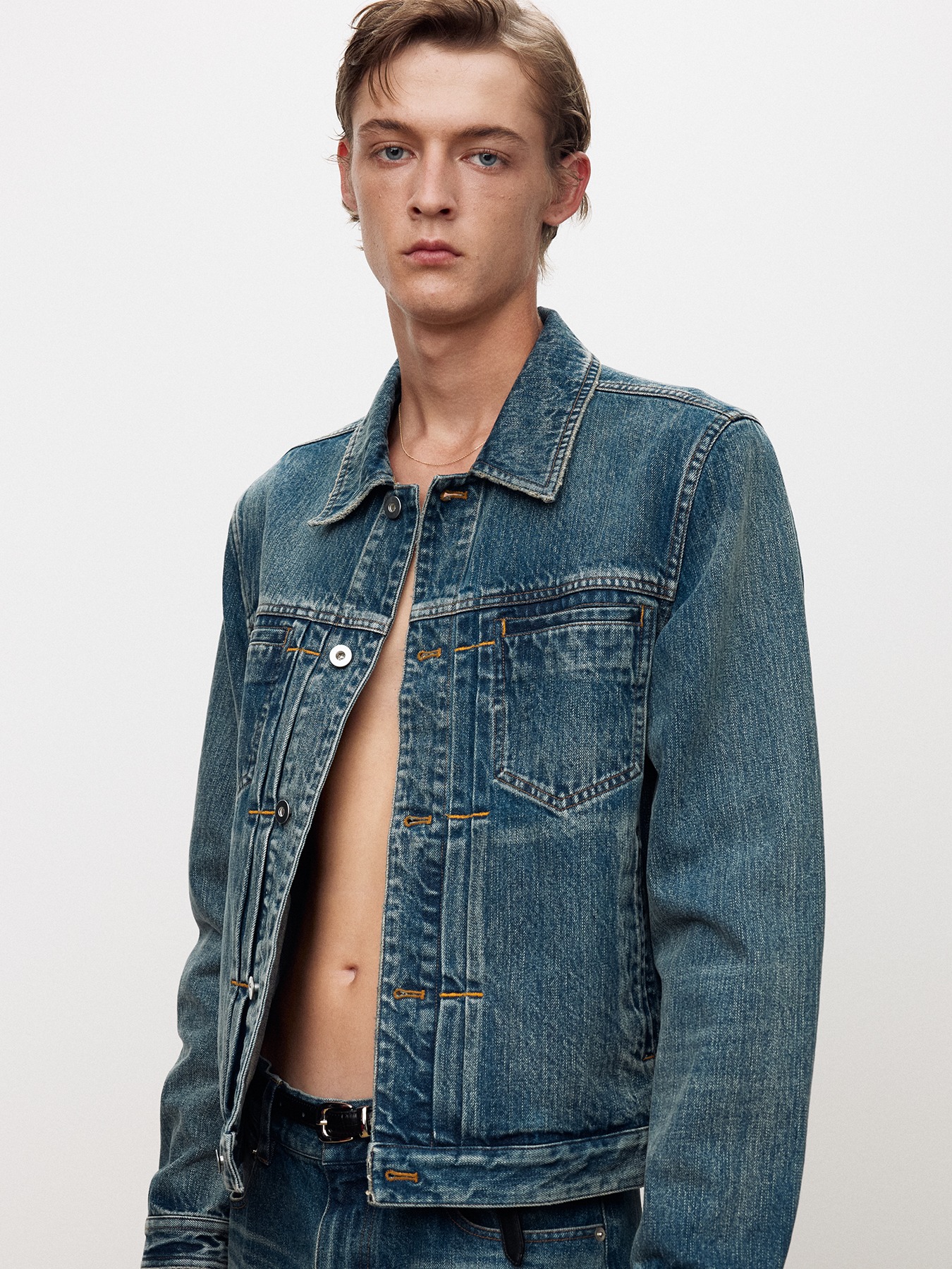 DENIM BLOUSON JACKET_ MID BLUE