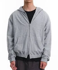 Slub Crop Hood Zip-Up (Melange Gray)