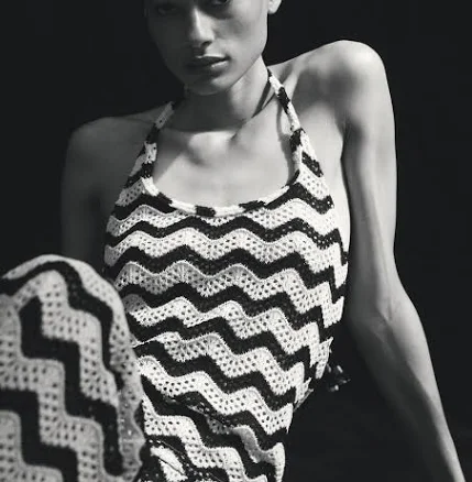 H&M Ladies Pointelle-knit Halterneck Top