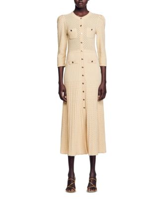 Pointelle Knit Midi Dress