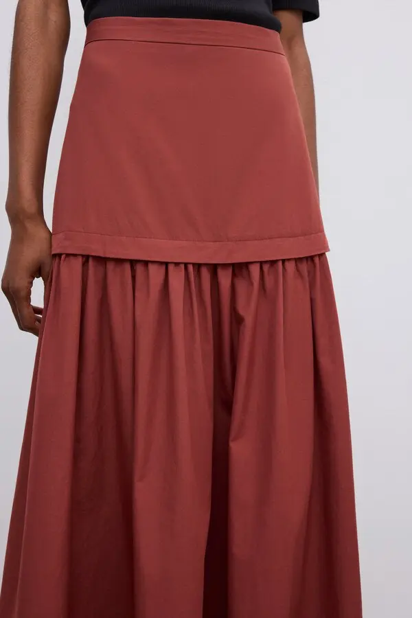 Shirred Midi Skirt