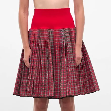 CHOPOVA LOWENA H.Lorenzo|Red Fret Tartan Midi Skirt