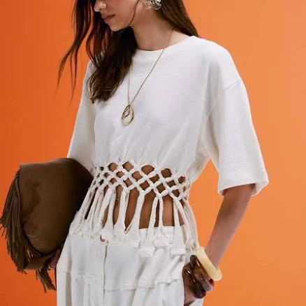 ASOS Design Boxy T-shirt with Macramé Hem