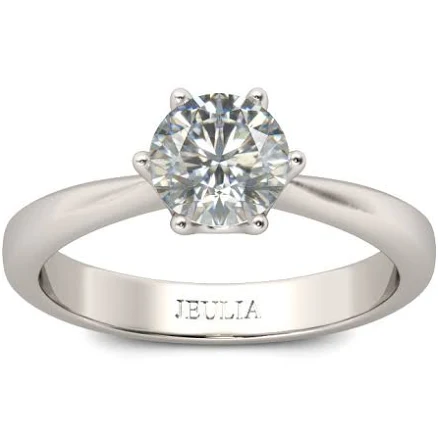 Jeulia Sterling Silver Round Cut Solitaire Engagement Ring