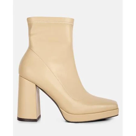 London Rag Women's Tintin Square Toe Ankle Heeled Boots
