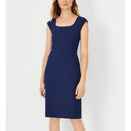 Ann Taylor Women's Scoop Neck Zip Pocket Bi-Stretch Dress