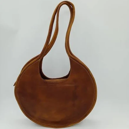 Personalized Leather Circle Shoulder Bag