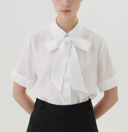 W Concept TOYKEAT NECK-TIE SCARF Short Sleeve Shirt