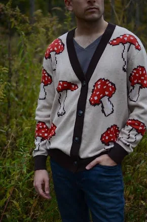 Goblincore Mushroom Knit Cardigan
