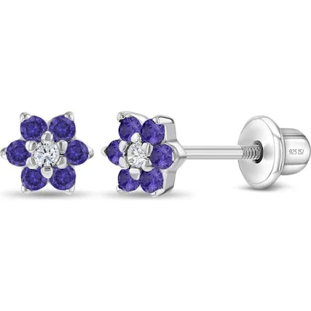 In Season Jewelry Sterling Silver CZ Cluster Flower Earrings