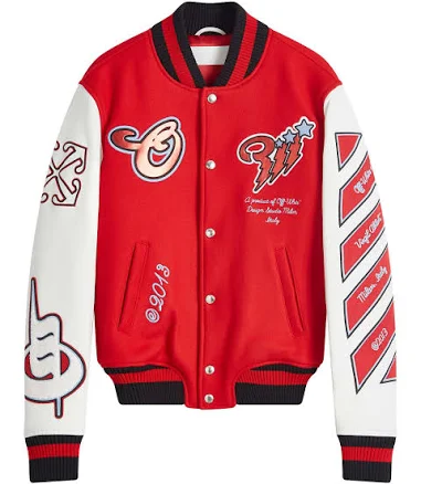 Off-white Scorpio Wool Varsity Men Jacket - Red/white