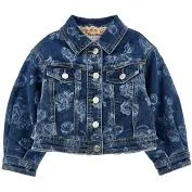 rose-print denim jacket