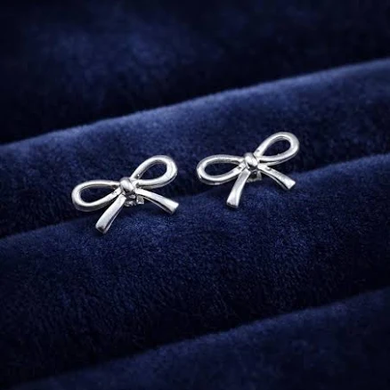 Sterling Silver Minimalist Bow Stud Earrings