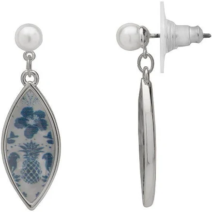 LC Lauren Conrad Floral Acetate Earrings with Simulated Pearl Shape Drop