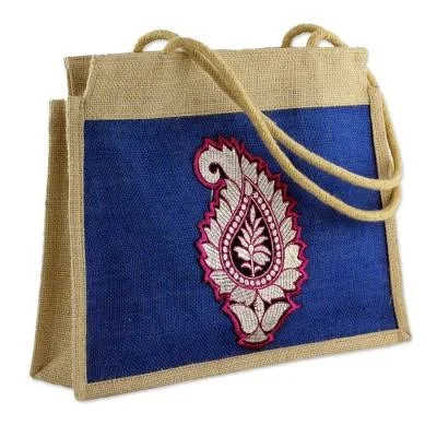 Artisan Crafted Paisley Jute Shoulder Bag