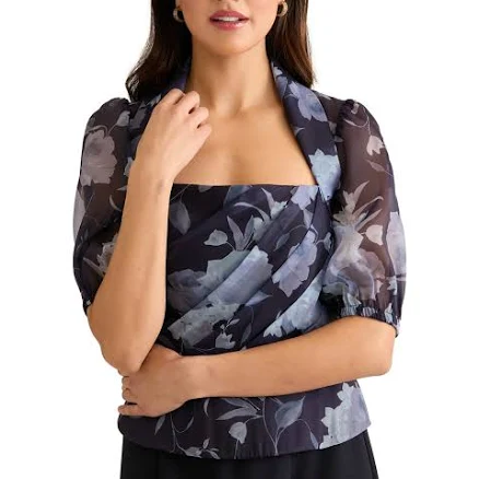 Muse Women's Square Neck Organza Corset Shrug