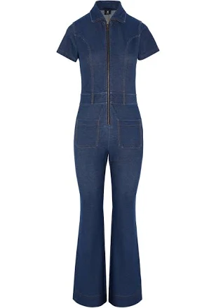Onepiece Fit and Flare Denim Jumpsuit