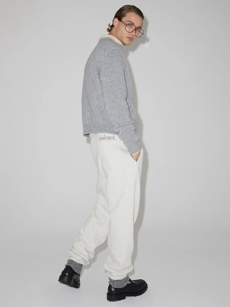 LOGO EMBROIDERY JOGGER PANTS OATMEAL